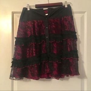 Purple and black lace goth skirt. 🖤💜